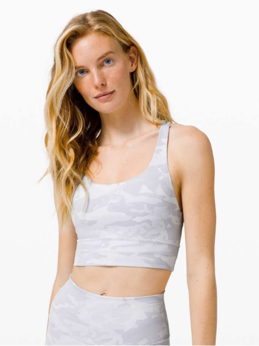 Lululemon Energy Bra Longline Medium Support B/C Cup Incognito White Grey Camo